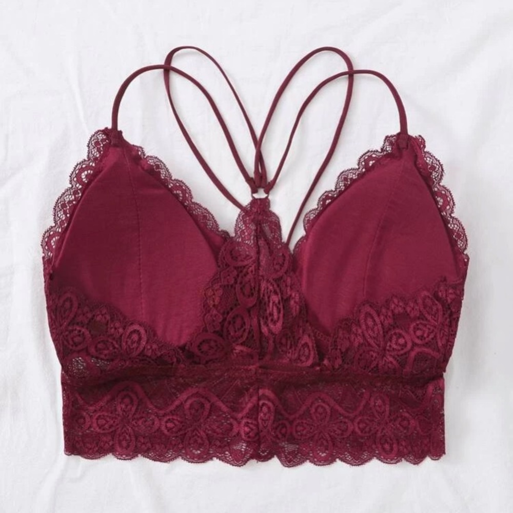 Lace bralette padded red - Picture 2 of 2